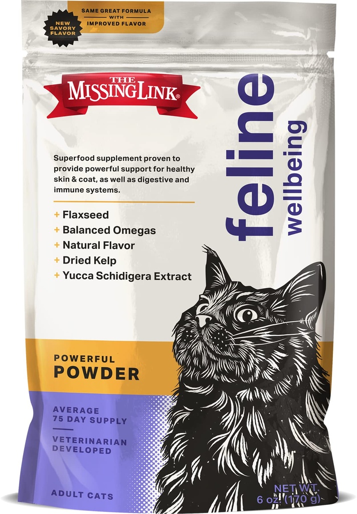 Il collegamento mancante Feline Superfood Supplemento Polvere 6oz Bag, Veterinaria Formulato, Equilibrato Omega 3 & 6 per pelle sana & Coat, Digestione, Immunità & salute generale del gatto