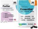 Complemento ForHer & Essential Vegan Multivitamin Bundle – Supporto benessere femminile di 30 giorni con Omega 3, B12, D3, ferro, follia & di più – Energia, immunità e equilibrio ormonale