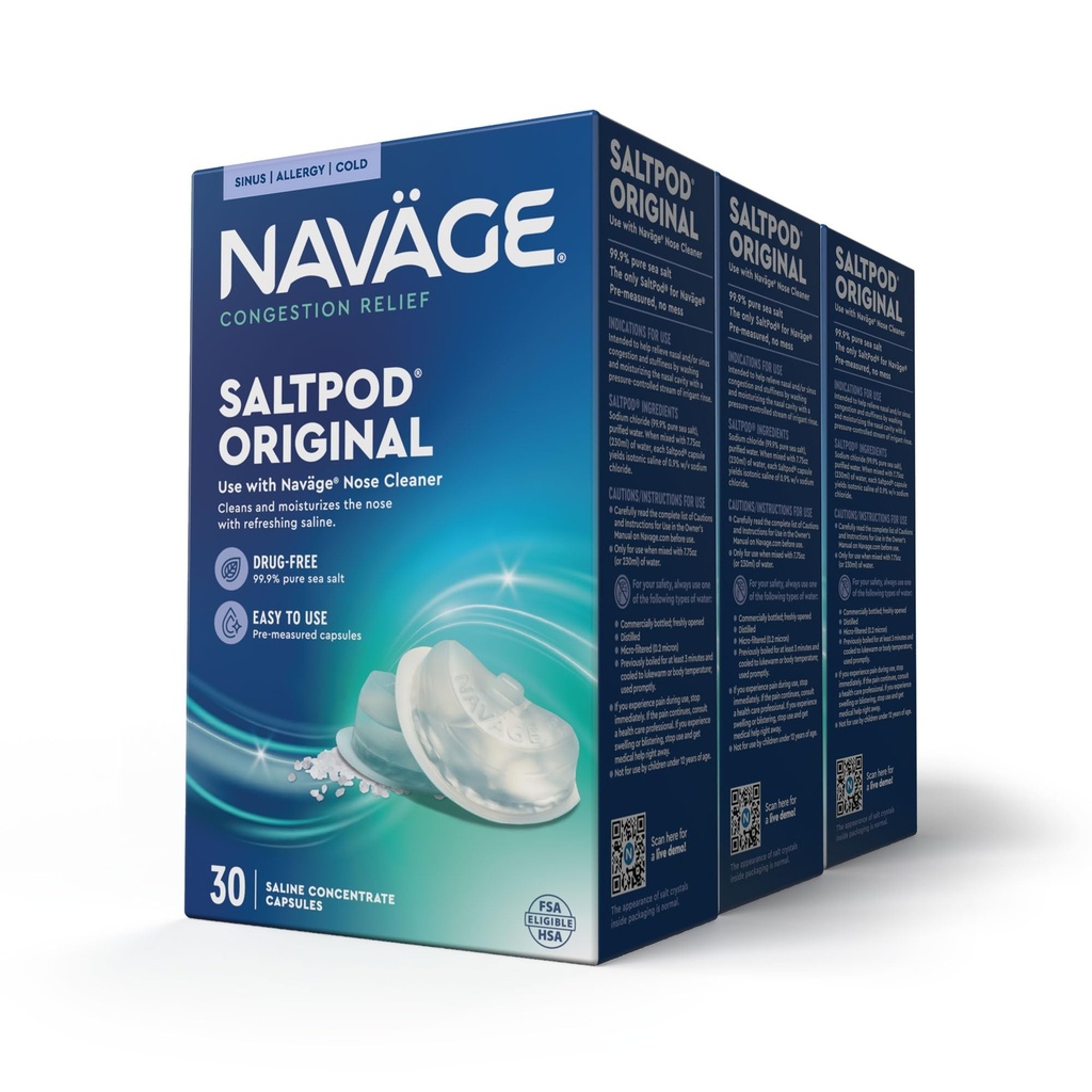 Navage SaltPod Bundle 3 30-Packs (90 SaltPods) - Navage Salt Pod Refills Only - Esclusivamente progettato per il Navage Nasal Irrigation System - Sinus Rinse and Saline Pods for Fast and Soothing Relief