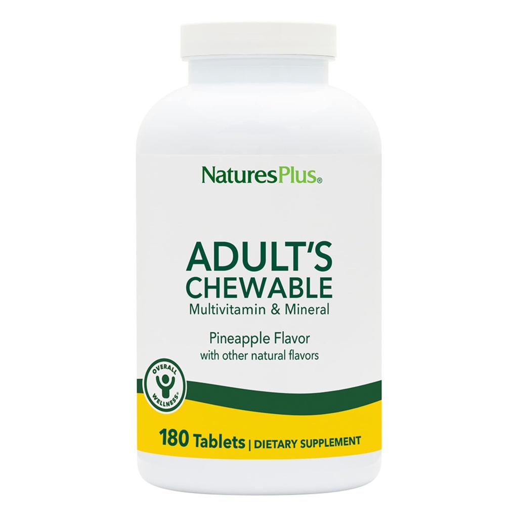 NaturesPlus Multivitamina masticabile per adulti - 180 compresse vegetariane - Sapore di ananas - Integratore alimentare naturale per la salute generale, energia - senza glutine - 180 porzioni