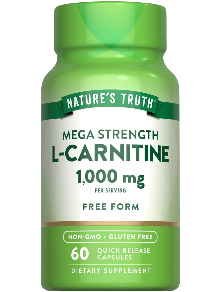 La verità della natura L-carnitina 1000mg | 60 capsule | Mega Strength | Free Form | Non-GMO & Gluten Free Supplement