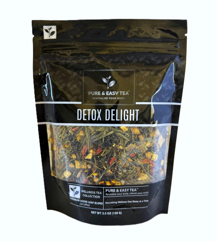 Tè puro e facile, Detox Delight, 30 giorni di disintossicazione, Supporta dimagrante sano, fegato, Gut & Colon Cleanse, Advanced Full Body Blend, 100g/3.5oz
