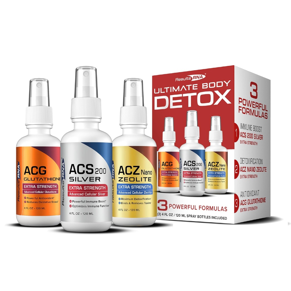 Risultati RNA–Ultimate Body Detox Extra Strength System – ACS 200 Silver/ACZ Zeolite/ACG Glutathione Detoxify, Boost Immunity & Ridurre lo stress ossidativo