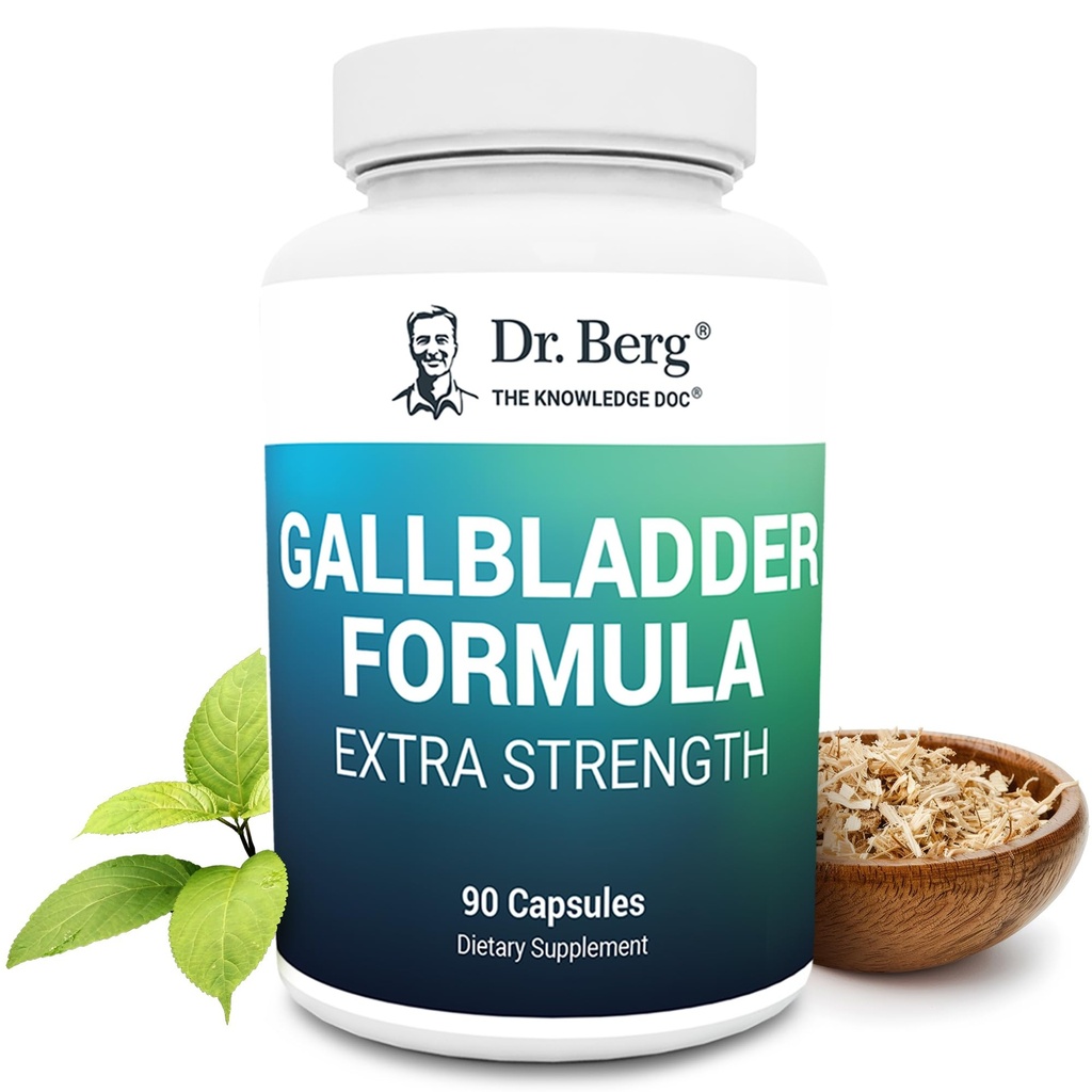 Dr. Berg Gallbladder Formula Extra Forza - con Ox Bile Powder e Acido Bile Conjugated - Digestivo Enzymes Miscela Proprietaria - Full 45-Day Supply - 90 Capsule Vegetali