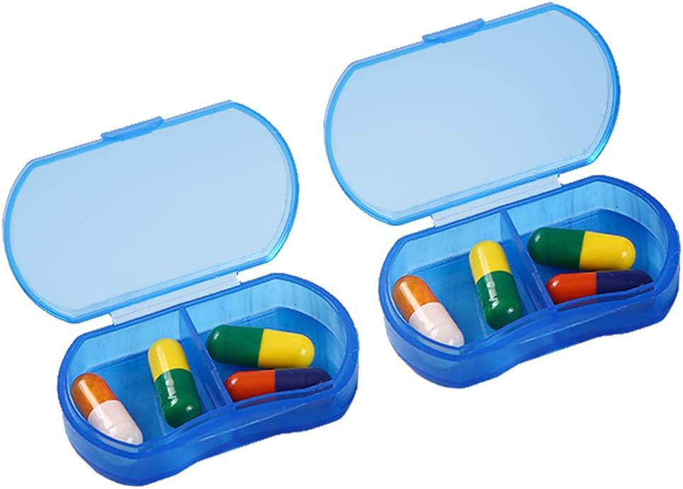 2PCS Pill Case Organizer Pocket Small Pill Holder, Daily AM & PM Containers, Medicine Holder, Ideale per il Farmaco, Vitamina, Supplemento, Perfetto per il viaggio, Ideale per il Purse