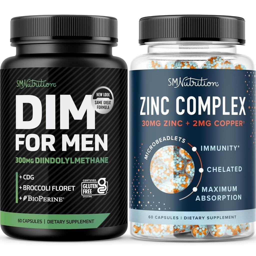 Testosterone Zinc Complex & 300mg DIM Supplemento per gli uomini per il metabolismo e il supporto del testosterone | Microbeadlet Zinc Supplement (60 Serve) con DIM Complex per gli uomini (60 Serve)