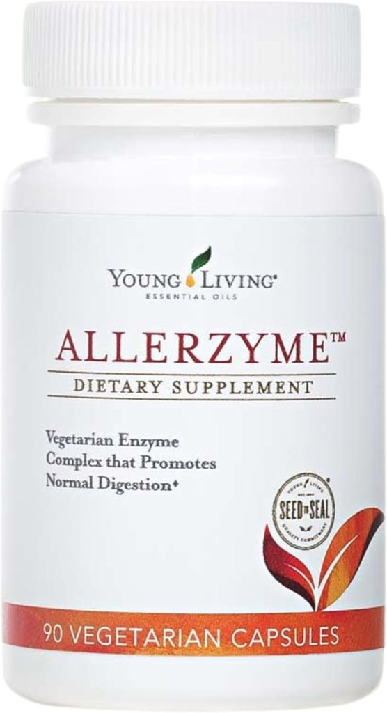 Young Living Allerzyme - 90 ct Integratore alimentare Capsule - Complesso di enzime vegetariano con Tarragon e Ginger Premium Oli essenziali per il supporto digestivo