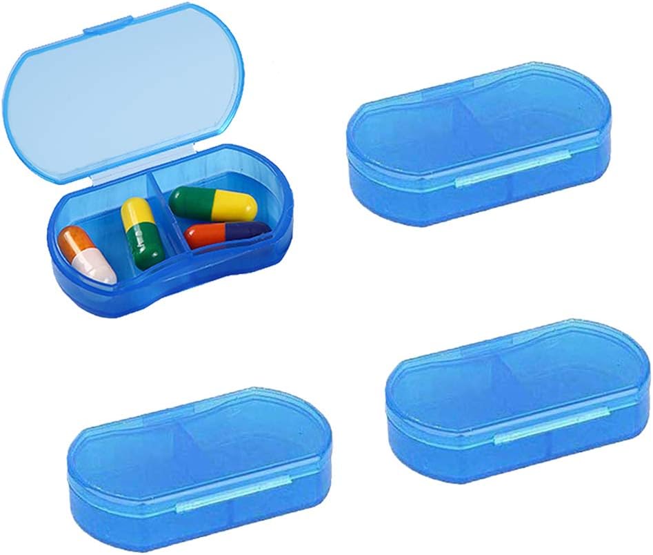 2PCS caso di pillole per il piccolo organizzatore di pillole 4PCS portatile viaggio tutti i giorni contenitori AM & PM Mini scatola di pillole Vitamina, olio di pesce, titolare supplemento