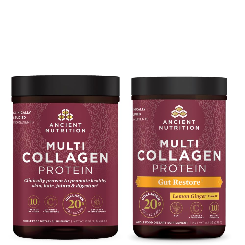 Antica Nutrition Multi Collagen Protein Powder, non aromaed, 45 Serve + Multi Collagen Protein Powder, Gut Restore, 20 Serve