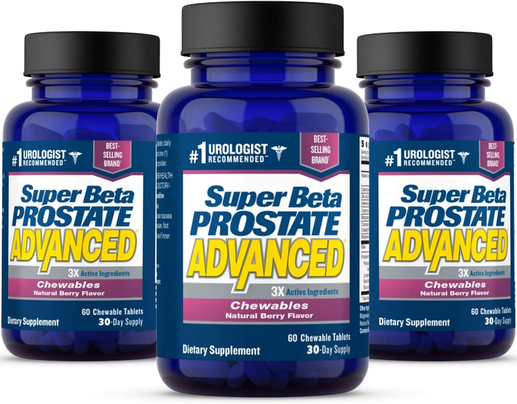 SUPER BETA PROSTATE Advanced Chewables - Integratore di supporto per la salute degli uomini (180 Chews, 3-Pack)