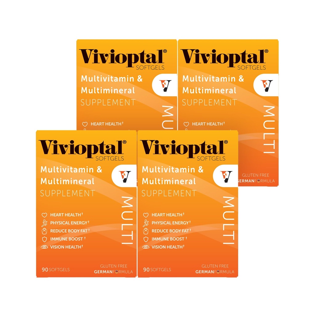 Vivioptal Multi, 90 Softgels (1 anno di fornitura), Multivitamin & Multimineral, Gluten Free, Formula tedesca