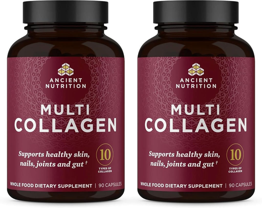 Antica Nutrition Collagen Peptides Capsule Supplemento, Pillole di collagene idrolizzate per le donne e gli uomini, Supporta Pelle sana e unghie, Gut Health & Joint Support, Shrink-Wrapped 90 Count Bundle (2 Confezione)