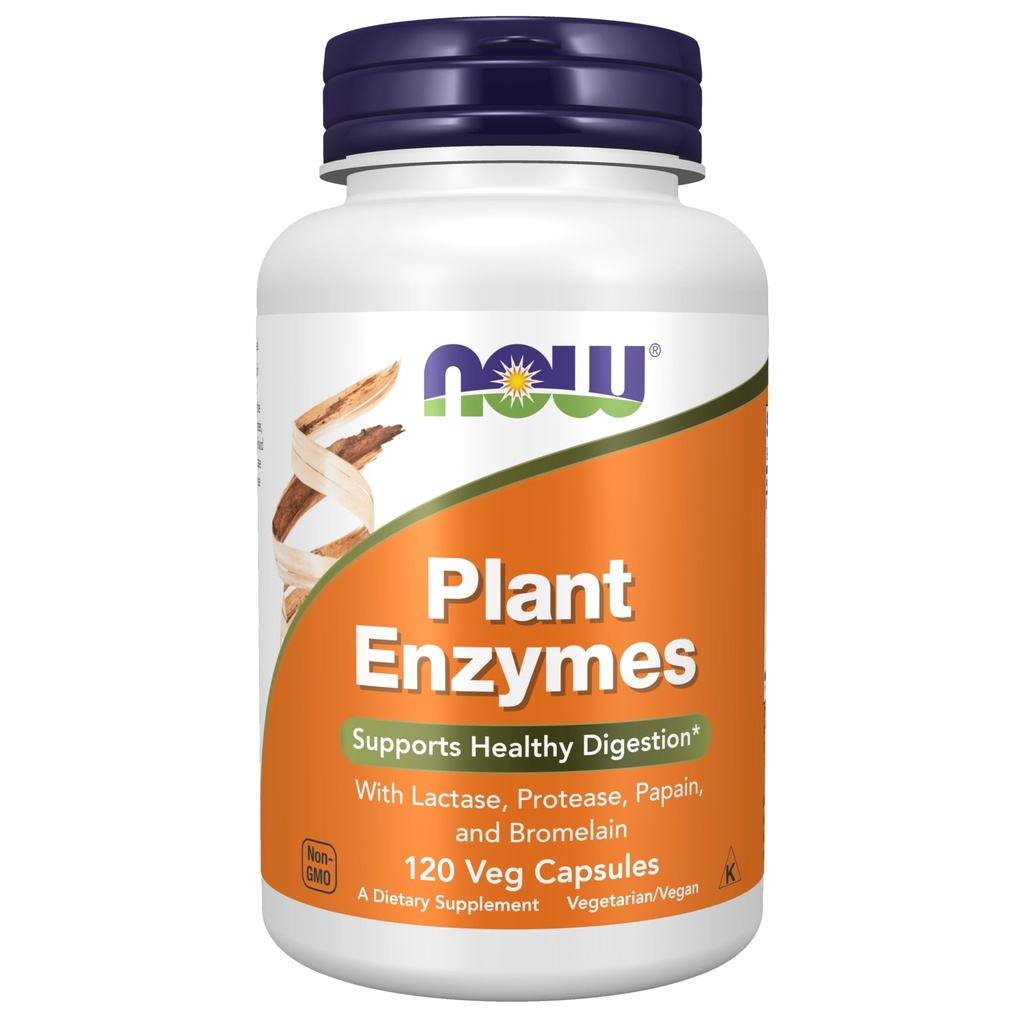 NOW Integratori alimentari, Enzimi vegetali con lattasi, Protease, Papain e Bromelain, 120 capsule di Veg