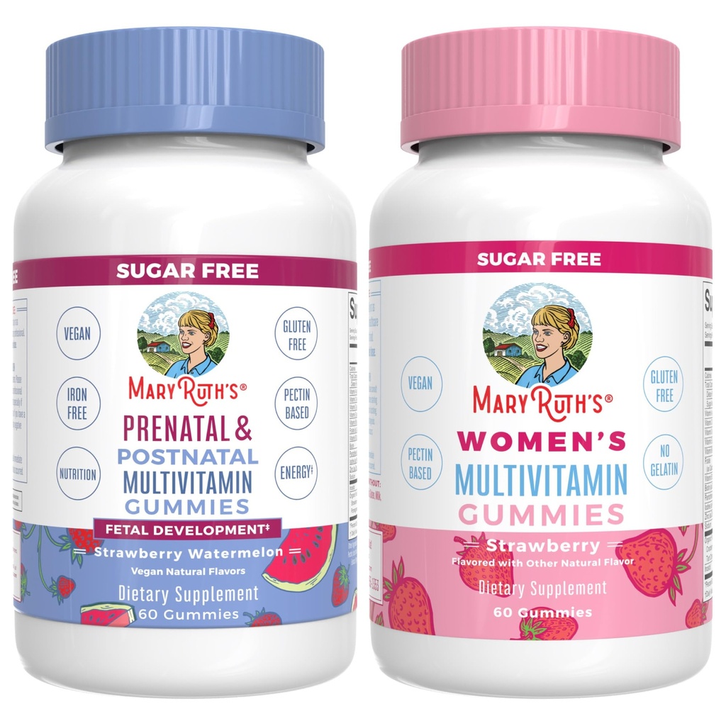 MaryRuth Organics Prenatal Postnatal Multivitamin Gummies (Strawberry) & Women's | USDA Organic | Vitamine per l'allattamento al seno, Bellezza, & Immunity | Vegan, No Gelatin