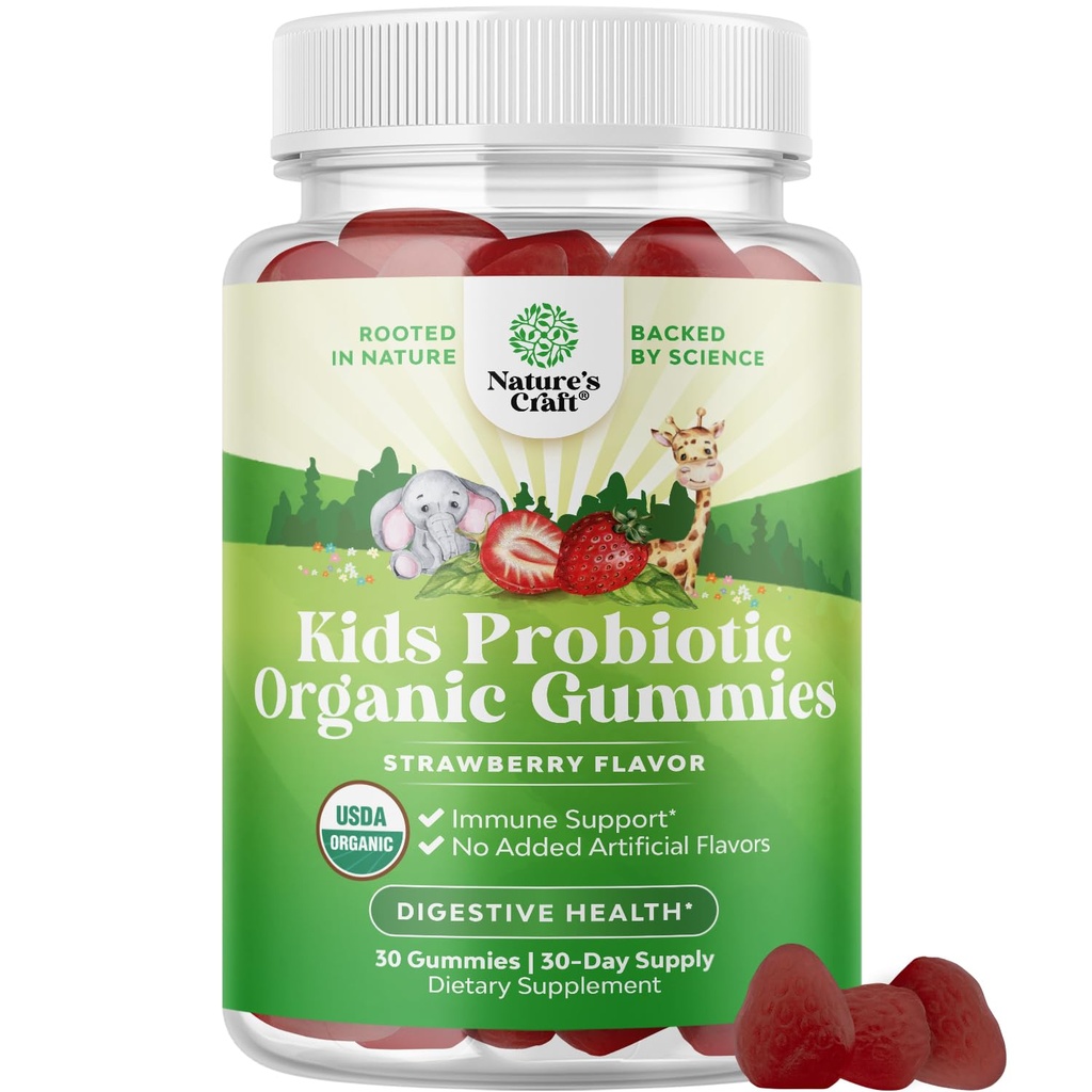 Immune Booster Kids Probiotic Gummies - Bacillus Subtilis Probiotico per bambini Upset Stomach Body Cleanse Immune Boost and Colon Detox - Rilievo di costipazione e Vitamine Digestive Health Gummy