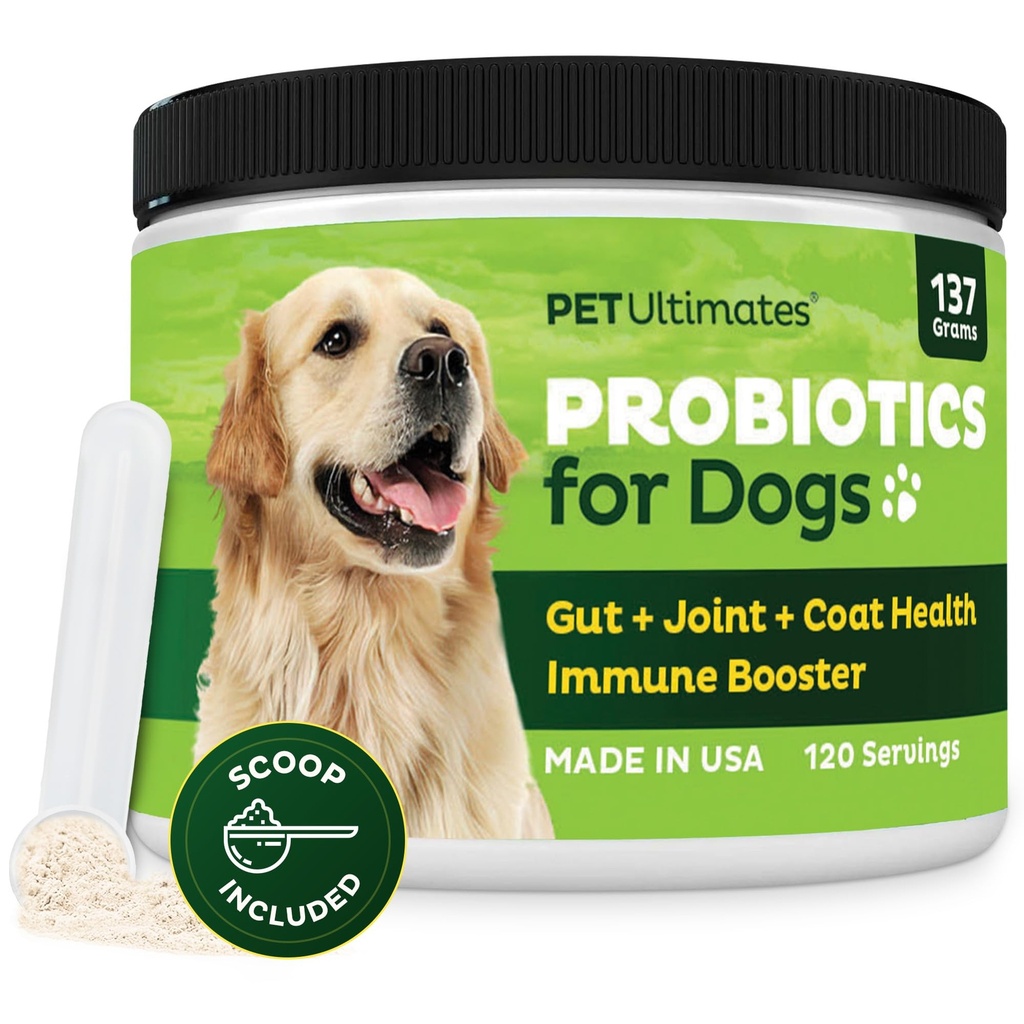Probiotici per cani – Probiotici per cani di 22-Species per il supporto digestivo & Antibiotici Recupero – Integratore di pelle e cappotto, Migliora la vitalità – Forniture per la salute del cane (1 pacchetto)