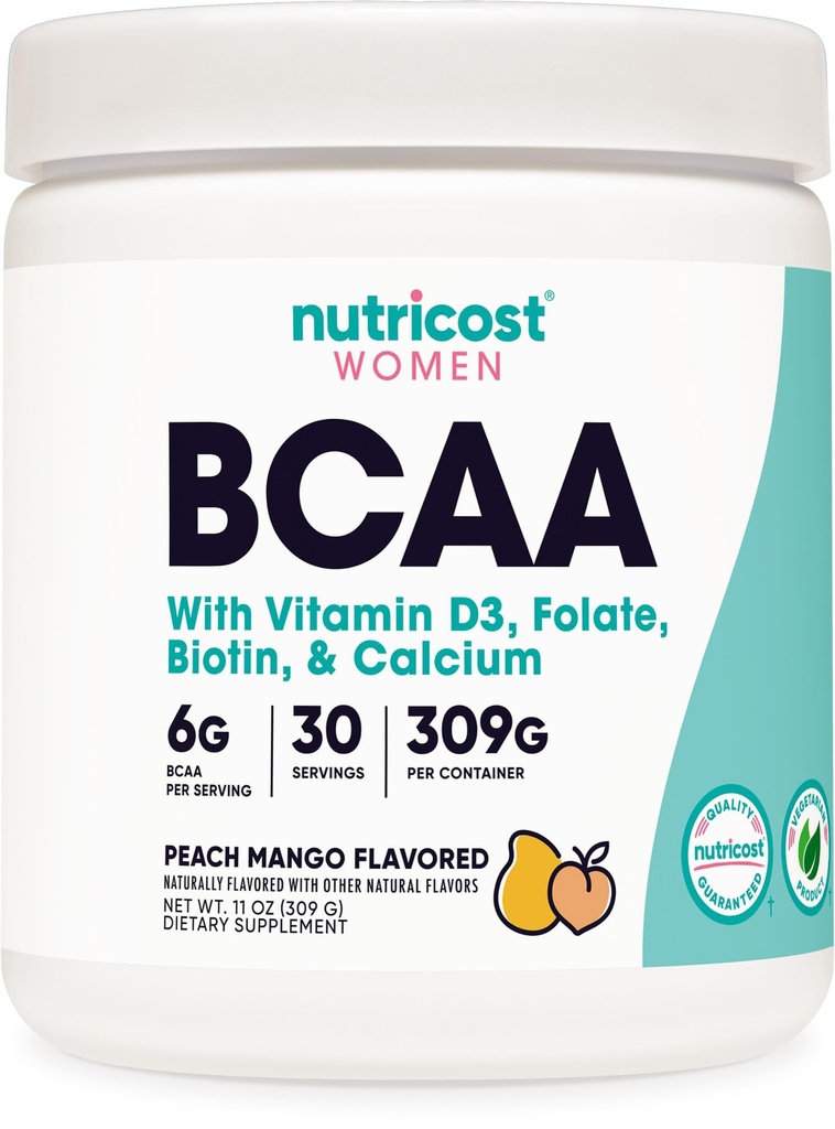 Nutricost BCAA per le donne (Peach Mango, 30 Serve) - Formulato specificamente per le donne - Non OGM e senza glutine