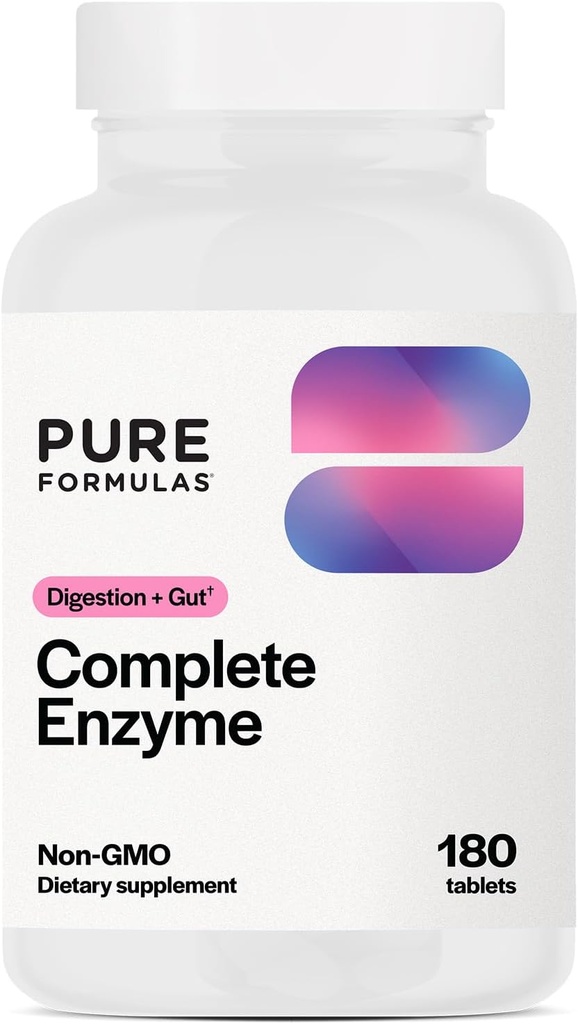 PureFormulas Complete Enzyme | Pancreatic Enzymes 1000mg (Full Strength) | Pancreatin Digestion Supplement con Protease, Amylase & Lipase | Supporto digestivo | Dairy e Soy Free 180 Tablet