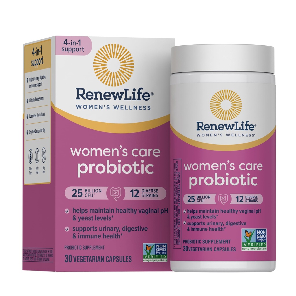 Rinnovare la vita Femminile Capsule Probiotici, Supporta pH Balance per Donne, Vaginale, Urinario, Digestivo e Immune Salute, L. Rhamnosus GG, Dairy, Soia e Gluten-Free, 25 miliardi di CFU - 30 Ct