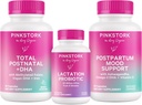 Cicogna rosa New Mom Necessità Bundle: Vitamina postnatale con DHA e acido folico, Probiotico di lattazione per la fornitura di latte materno + supporto immunitario, Postpartum Mood + supporto ormone, Postpartum Essentials