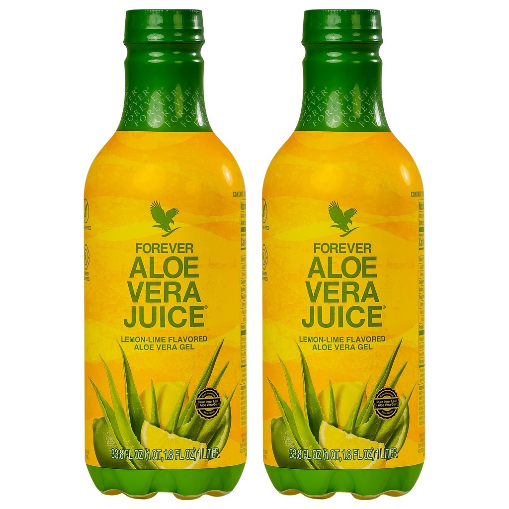 Forever Living - Aloe Vera Juice - Lime Lime Flavor con Pure Inner Leaf Gel - Supporta Digestione e Immunità - 1L Ogni (Pack of 2)
