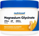 Nutricost Magnesio Glycinate Powder (Peach Mango, 250 Grammi) - Magnesio Glycinate (come Bisglycinate)