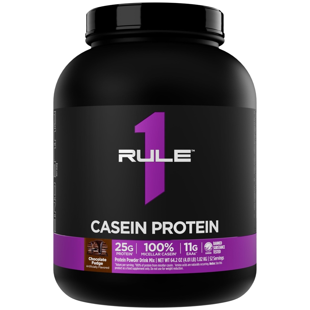 Regola 1 Casein Protein - 25g Proteine e 11g EAAs Per servire da Caseina Micellare Lenta-Release per il recupero notturno e la consegna prolungata tra pasti (4 Pounds*, Fudge di Cioccolato)