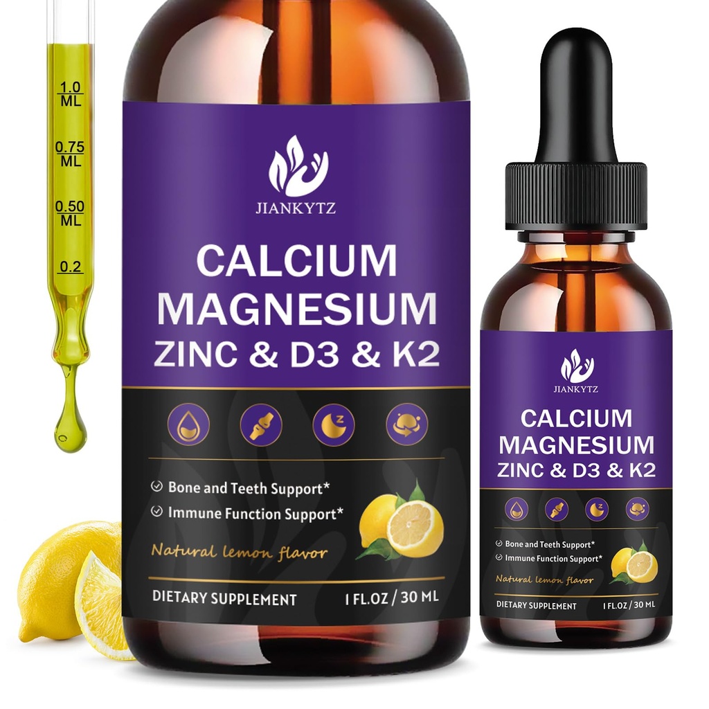 (2 Pack) Calcium Magnesium Zinc Liquid Drops for Women and Men - Bone & Teeth, Immune Support, Liquid Calcium Supplement con Magnesium Glycinate, Vitamina C D3 K2 B6 e Sea Moss | Sugar Free