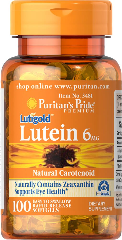 Puritans Pride Lutein 6 Mg con Zeaxanthin Softgels, 100 Conte
