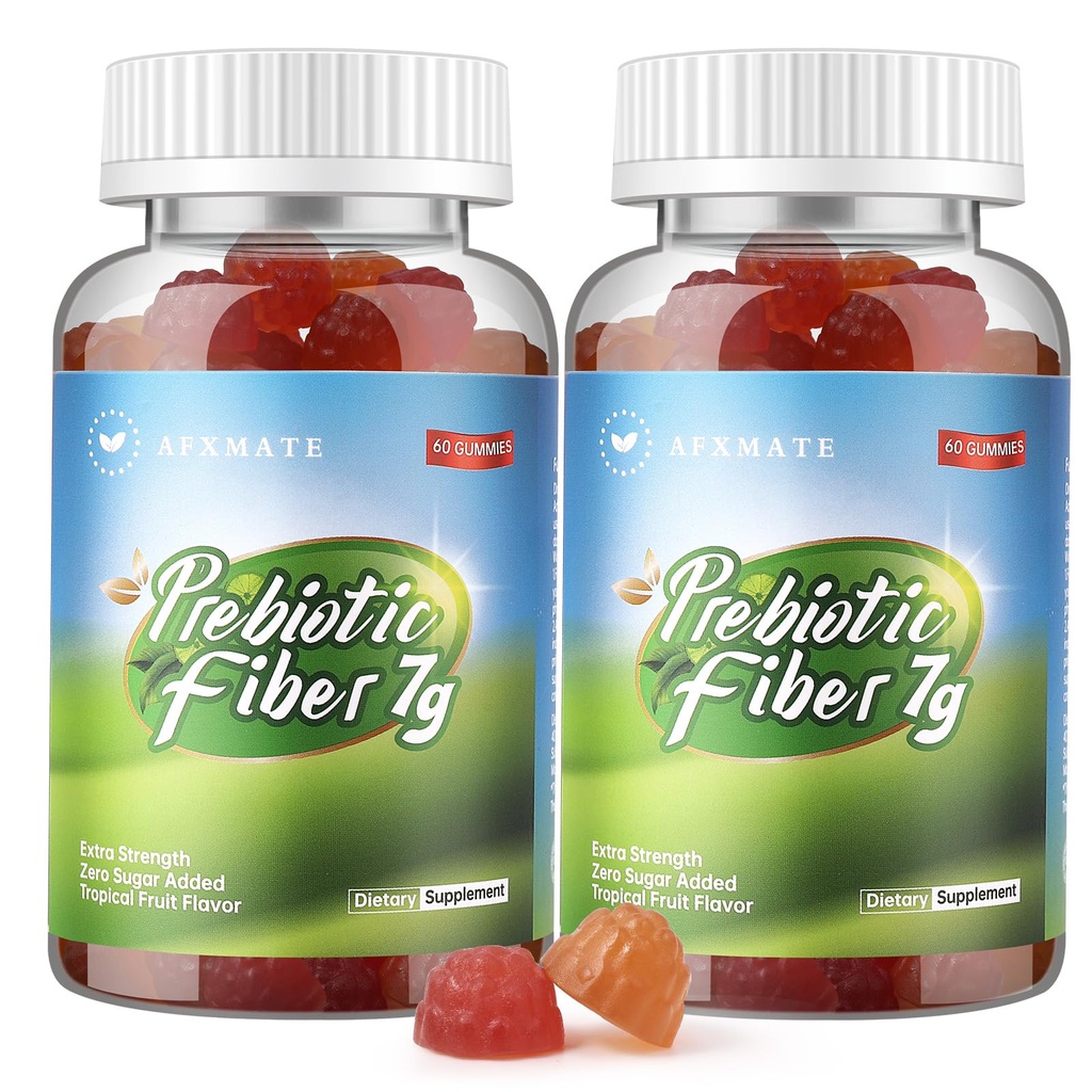 AFXMATE Fiber Supplemento Gummies per Adulto, 7 g Fiber Sugar Free Vegan & Gluten Free - Salute Digestiva, Supporto Regolarità 120 Conte