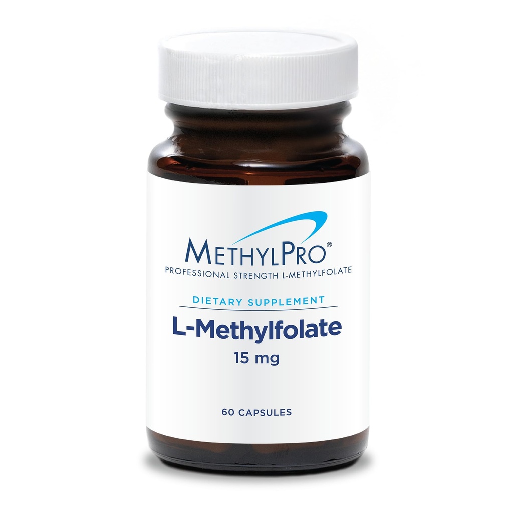 MethylPro 15mg L-metilfolato (60 capsule) - Professionale resistenza attivo metilfolato, 5-MTHF supplemento per l'umore, salute del cervello + supporto immunitario, Non-GMO + senza glutine con nessun filler