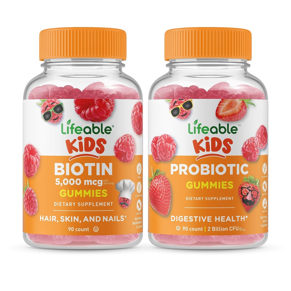 Bikini vitali + Probiotici 2 miliardi di bambini CFU, Gummies Bundle - Grande degustazione, Supplemento di vitamina, Senza glutine, OGM libero, pancia masticabile
