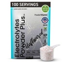 Polvere di elettroliti non aromatizzata PowerVitamin senza zucchero per l'energia quotidiana - Keto Electrolytes - Polvere di idratazione con potassio 1000mg, calcio 120mg, magnesio, no stevia, 100 Servings