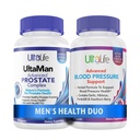 ULTALIFE Salute Uomo Duo - 2 Bottiglie - Un complesso di supporto alla prostata con Saw Palmetto & Beta Sitosterol & Un supplemento di pressione sanguigna HIGH con aglio e bacche di biancospino capsule ad azione rapida per gli uomini