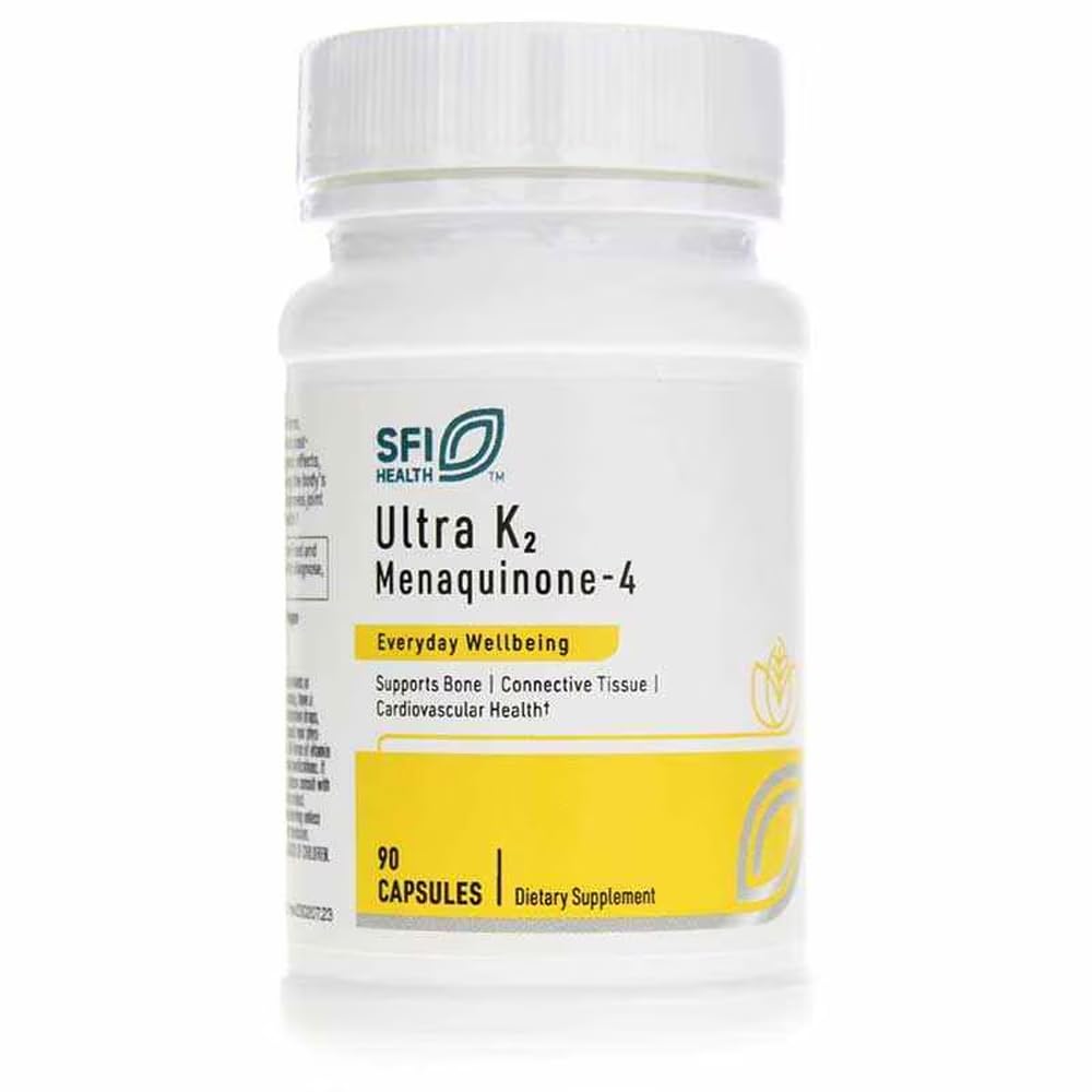 Klaire Labs SFI Health Ultra K2 Menaquinone - 4 - Vitamina K2 Supplemento con 15 mg di vitamina K2 MK4 per capsula - Supporto Bone & Cardiovascolare Salute - Ipoallergenico & Vegan Vitamin K (90 capsule)