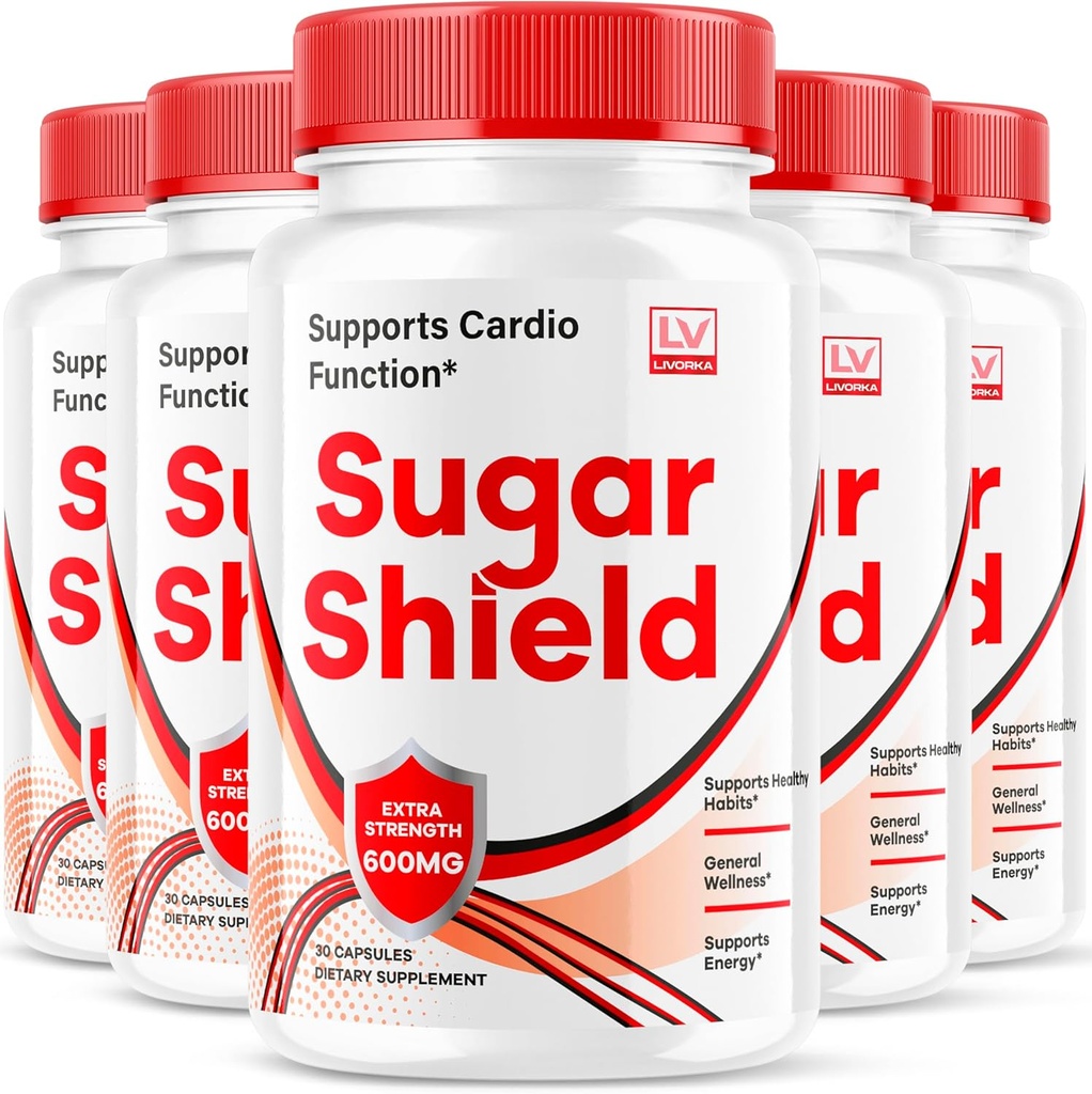 (5 Pack) Scudo di zucchero, Supporto per il sangue dello scudo di zucchero, Pillole dello scudo di zucchero, Scudo di zucchero tutto naturale, SugarShield, Formula avanzata dello scudo di zucchero, Recensioni dello scudo di zucchero, 150 capsule