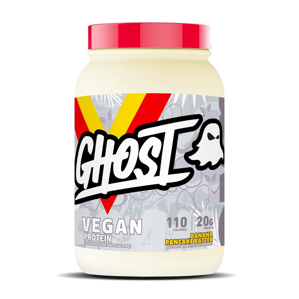 GHOST Vegan Protein Powder, Banana Pancake Batter - 2lb, 20g di Protein - Pea vegetale e proteine della zucca organica - - Post Workout & Nutrition Shakes, Smoothies, & Baking - Soy & Gluten-Free