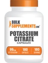 BulkSupplements.com capsule di citrato di potassio - Supplemento di potassio, Citrato di potassio 99mg - Supplemento di citrato di potassio, pillole di potassio - 1 capsula per porzione, 180 capsule (confezione di 1)