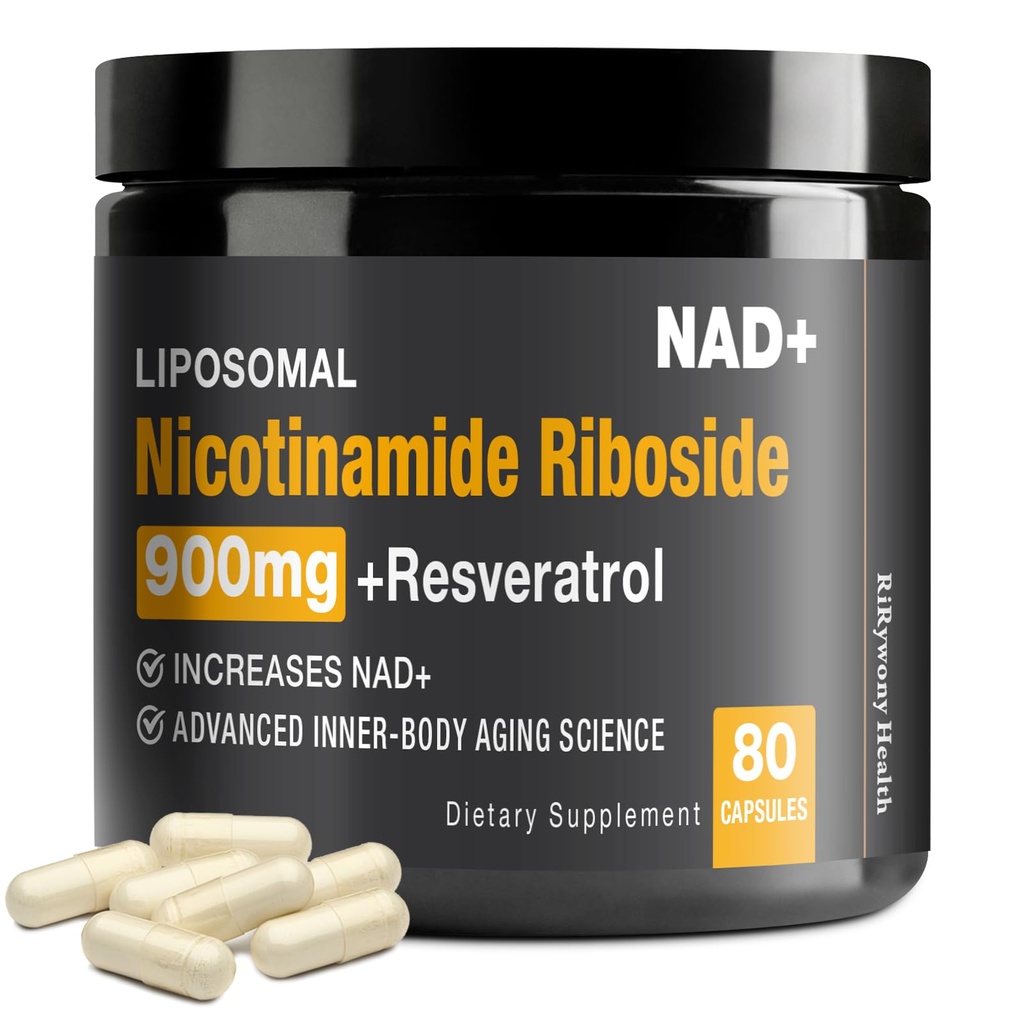 NAD Supplemento - NAD+ con Nicotinamide Riboside (NR) e Resveratrolo Quercetin 900mg Pure Organic NAD Plus per la riparazione cellulare Funzione sana del cervello di invecchiamento, 80 capsule