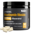 NAD Supplemento - NAD+ con Nicotinamide Riboside (NR) e Resveratrolo Quercetin 900mg Pure Organic NAD Plus per la riparazione cellulare Funzione sana del cervello di invecchiamento, 80 capsule