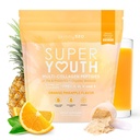 SkinnyFit - Collagene Super Gioventù per le Donne - Polvere Multi Collagen Peptides - Probiotici, Fibra, Acido Ialuronico - Non OGM, Senza Glutine, Senza Zucchero - Bellezza - Ananas arancione (28 Serve)