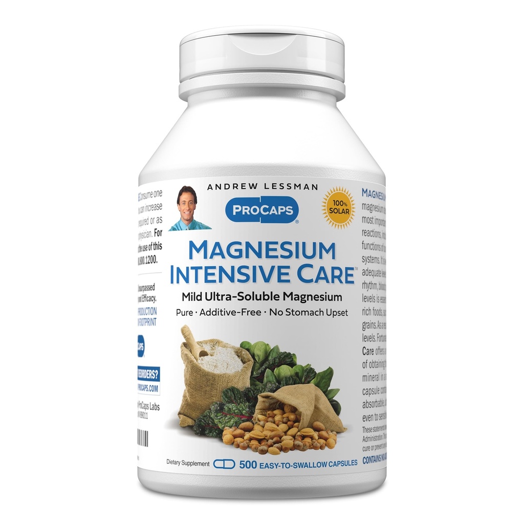 Andrew Lessman Magnesium Intensive Care 500 capsule – 200 mg Magnesio Ultra-Soluble Mild, Supporta Nervi, Muscoli, Cervello e Cuore, Nessun Additivo, Gentle to Even The Most Sensitive Stomachs