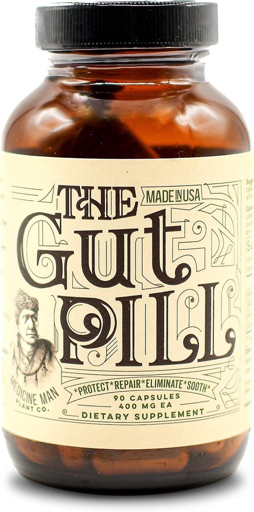 The Gut Pill 90 Capsules - Natural Gut Health Supplements for Women & Men for Leaky Gut Repair - Con Marshmallow Root Herb, Calendula Flower, Triphala Fruits e Lactobacillus Acidophilus