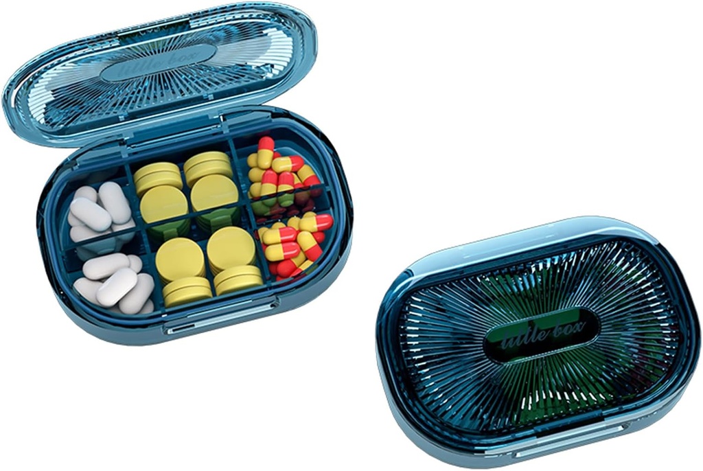 Piccola scatola di pillole, Moisture Proof Pill Case, Organizzatore di viaggio Pillola per borsa da tasca, Vitamina di medicina portatile quotidiana, Olio di pesce, Supplemento (blu)
