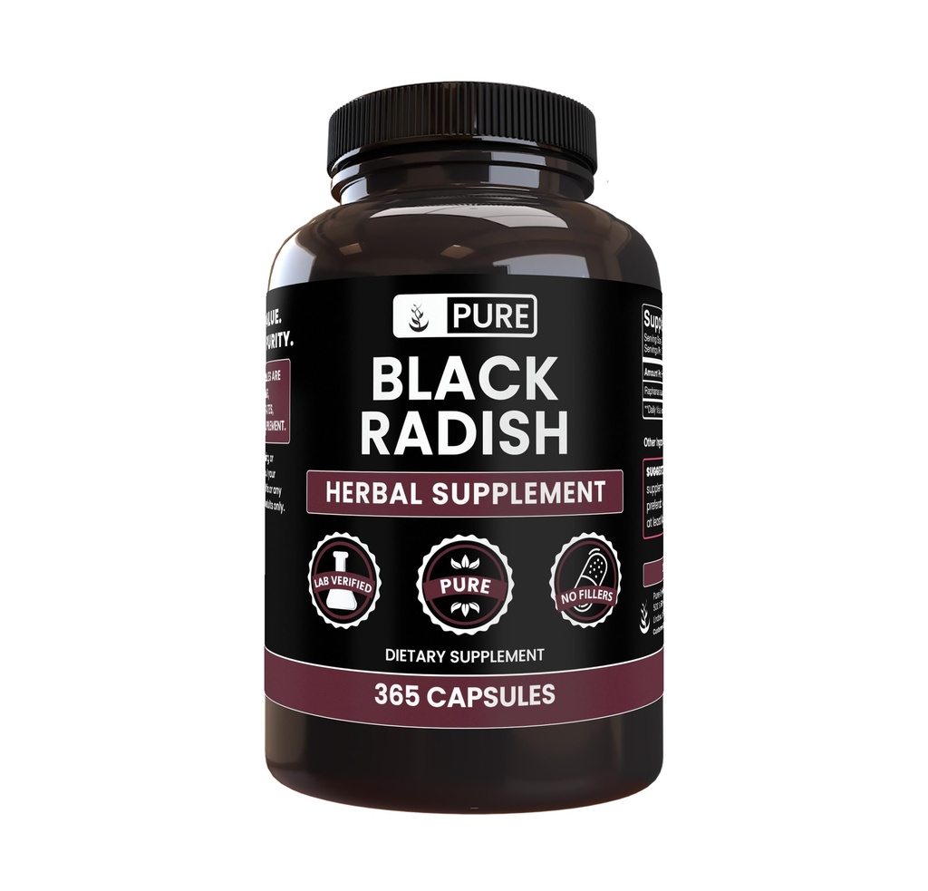 Pure originale ingredienti Radish nero (365 capsule) No Magnesio o Filler di riso, Sempre puro, Lab verificato