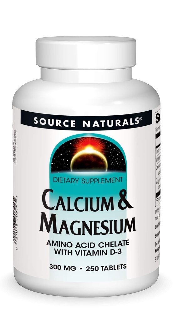 Fonte Naturals Calcium & Magnesio, Aminoacido Complesso con vitamina D-3, 300 MG - 250 compresse