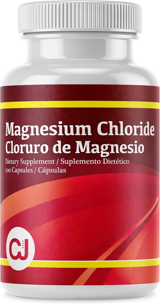 Cloruro di Magnesio - Cloruro de Magnesio, 100 capsule, Integratore minerale essenziale, Rilassamento