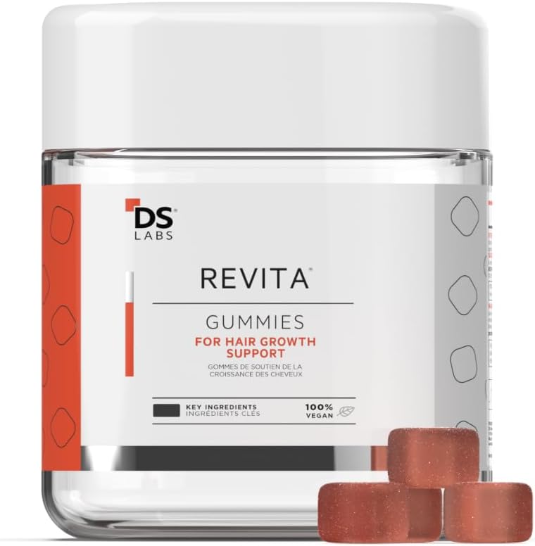 DS Labs Revita Hair Vitamin Gummies - Supporto per capelli più spessi, con Biotina, Zinco, Vitamina D, Ferro, Magnesio & Melatonina, Vegan, Senza Glutine, Gelatin-Free, 60 Gummies