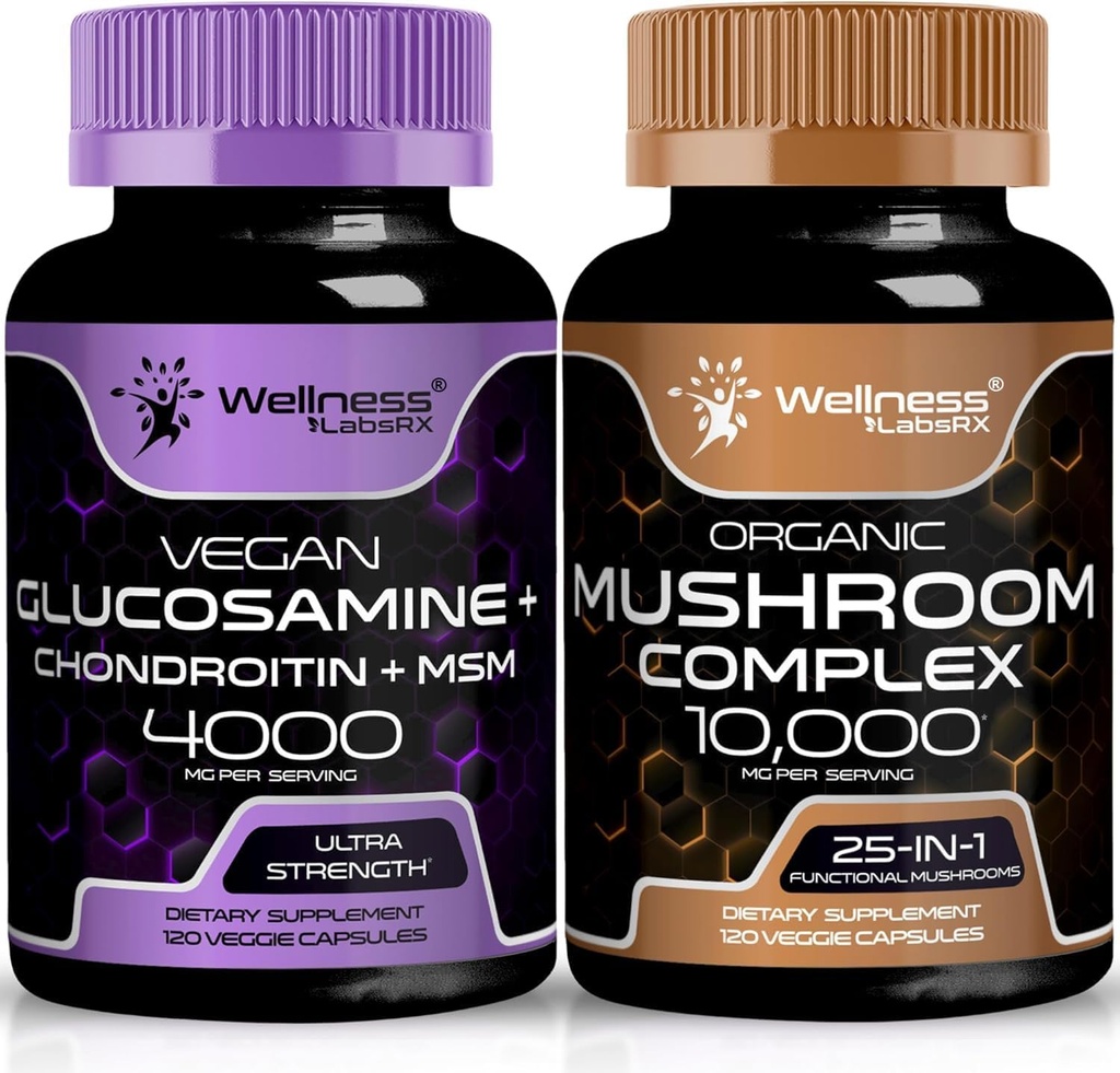 WELLNESS LABSRX Glucosamine Chondroitin MSM | capsule di supplemento di funghi