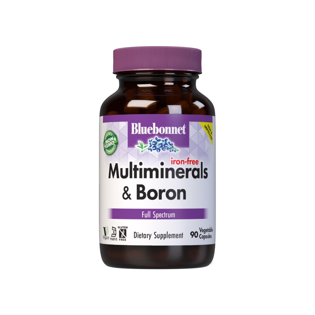 Bluebonnet Multi Mineral Plus Boron Capsule Vegetariani senza Ferro,Conte Bianco 90